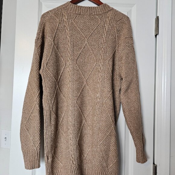 Cable Knit Sweater Dress in Khaki size Medium - Picture 2 of 8